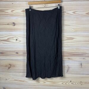 Eileen Fisher Skirt Womens PL Charcoal Grey Linen Blend Midi Maxi  Raw Hem